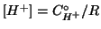 $\ConcOf{{H^+}}=\CZeroOf{{H^+}}/R$