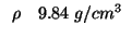 $
\begin{array}{rl}
\rho&9.84\;g/cm^3\\
\end{array}$