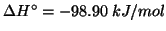 $\Delta{}H^\circ=-98.90\;kJ/mol$