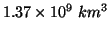 $1.37\times10^9\;km^3$
