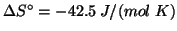 $\Delta{}S^\circ=-42.5\;J/(mol\;K)$
