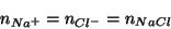 \begin{displaymath}
\NOf{Na^+}=\NOf{Cl^-}=\NOf{NaCl}
\end{displaymath}