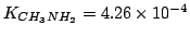 $K_{CH_3NH_2}=4.26\times10^{-4}$